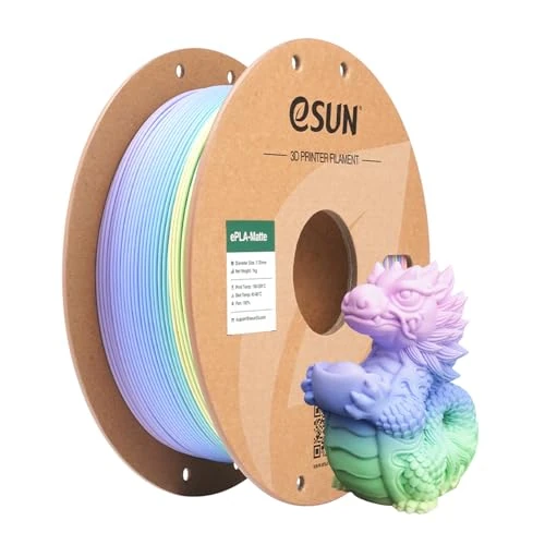 eSUN Matte Rainbow PLA Filament 1.75mm, Matte Multicolored 3D Printer Filament PLA, 1KG Spool (2.2 LBS) Gradient Changing Filament for 3D Printers,Macaron