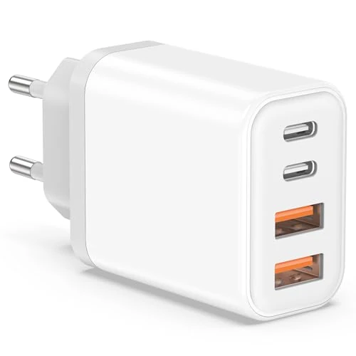 Szybka ładowarka USB C - 45W USBC Multi Socket wymienny do iPhone 16 15 14 13 12 11 Pro Max SE 2020 XS XR X 8 Plus, Pad, 4-portowa szybka ładowarka typu C zasilacz ścienny Duaermen