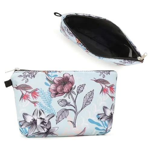 Limited offer: Miss Lulu Women's Toiletry Makeup Cosmetic Storage Travel Wash Bag Organizer, Flower-red/Blue from 5.33 EUR to 5.33 EUR (save 0%)