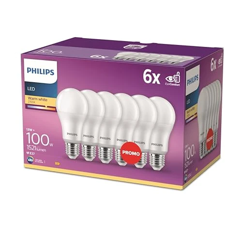 Beperkte aanbieding: Philips LED Classic E27 lampen 6 stuks (100 W), matte ledlampen met warm wit licht, energiebesparende lampen met lange levensduur, nieuwe generatie van 37.59 EUR naar 37.59 EUR (besparing 0%)