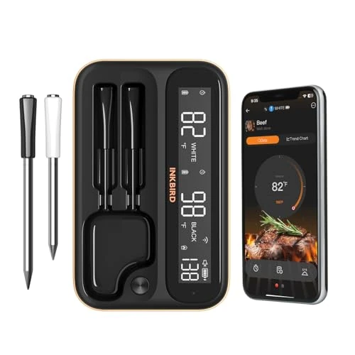 Beperkte aanbieding: INKBIRD Draadloze Vleesthermometer met 2 Probes,WiFi Bluetooth Slimme BBQ Thermometer,Waterdicht,Offline Gegevensopslag voor 80 Minuten,Ideaal voor Barbecue,Grillen en Smoker van 72.69 EUR naar 72.69 EUR (besparing 0%)