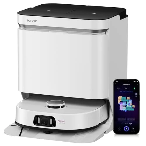 EUREKA J15 Pro Ultra Vacuum Cleaner Robot,Robot Vacuum Cleaner 16200 Pa,Edge Cleaning,Anti Tangle Brush,75℃ Hot Water Mop Wash,Self-Cleaning Base