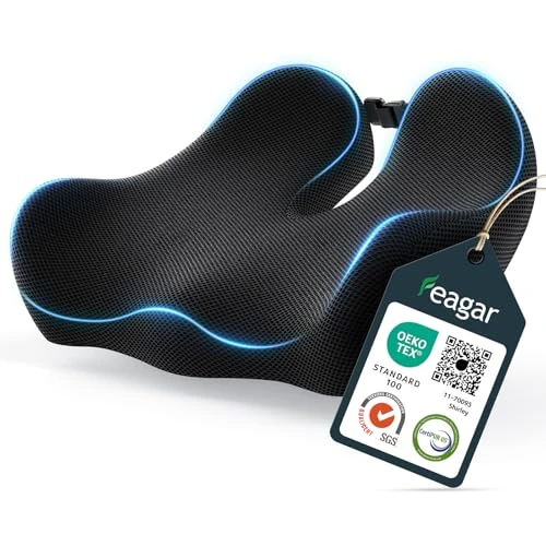 Feagar Upgraded Memory Foam Office Chair Cushion - Ergonomic Office Chair Cushion, Coccyx Cushion, Car Cushion, Improves Posture and Relieves Pressure on Coccyx