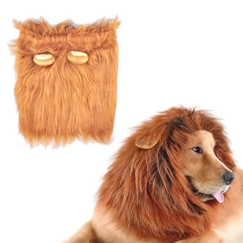 Oferta limitada: VIDSTW Disfraz Perro con Peluca y Orejas Realistas, Melena de León Ajustable para Halloween, Fiestas de Cosplay, Exposiciones Caninas, Carnavales (Marrón Rojizo) de 13.99 € a 13.99 € (ahorro 0.00%)