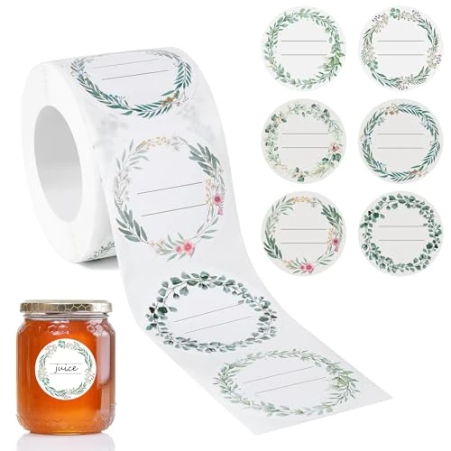 Romon Self-Adhesive Labels, Pack of 500 Adhesive Labels for Labelling, School Stickers for Labelling, Round Jam Labels - for Jars, Jam, Bottles, Bags Stickers, 5 cm
