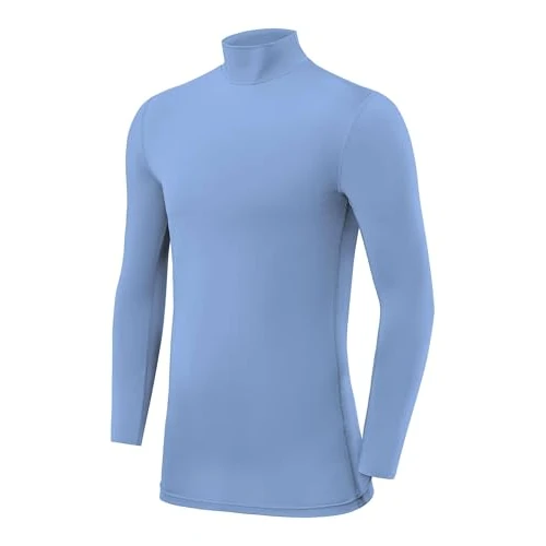 Offerta a tempo: PowerLayer Maglia da Bambino a Manica Lunga Collo Alto a Compressione- Azzurro, 10-12 Anni - 58% da 18.99 € a 7.99 €