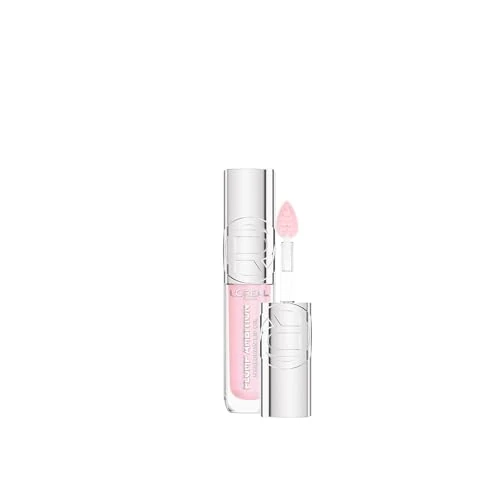 L'Oreal Paris Lip Oil, Plump Ambition with Hyaluronic Acid & Tripeptides, Smoother & Plumper Lip Appearance, Glass-Like Finish, Shade 101 Crystal Clear, 5ml