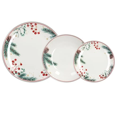 Tognana Candy Christmas tafelservies, 18-delig, porselein, wit