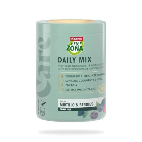 Offerta a tempo: Enervit EnerZona Care Daily Mix, Integratore Alimentare Multifunzionale, Supporto Cognitivo, Energia, Rinforzo Immunitario, 0 Zuccheri e 0 Calorie, Gusto Mirtillo & Berries, Barattolo da 400g - 47% da 46.90 € a 25.00 €