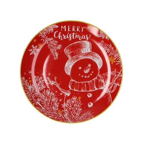 Tognana Snowman Panettone Plate, 31 cm, Porcelain, Red
