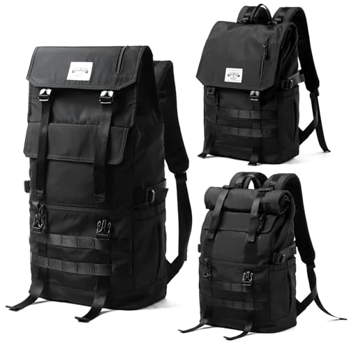 Limitiertes Angebot: MATE ELAN Rolltop Rucksack,Reiserucksack Damen Herren Groß,Rucksack mit Laptopfach 17,3 Zoll,Backpack Travel Schwarz 27L，Rolltop Lässiger Backpack für Reise,Wandern von 49.99 EUR auf 19.99 EUR (Spare 60%)
