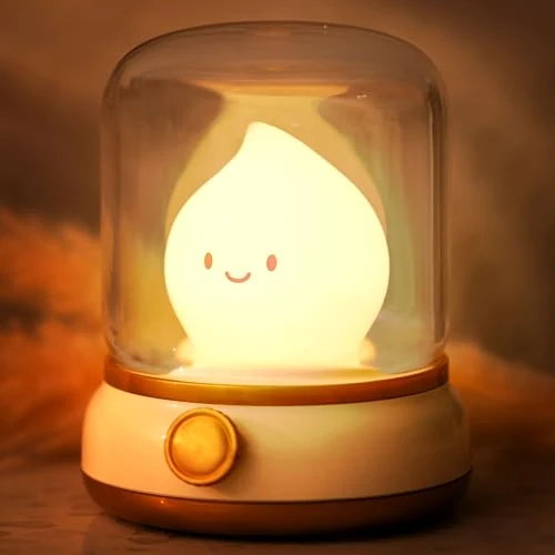 Offerta a tempo: IHALO Carino Luce Notturna Bambini Lampada da Comodino, Dimmerabile Alla Paraffina Lampada Led Ricaricabile Luce Notturna, Timer Lampada Comodino, Luminosità Regolabile Neonato Cameretta, Campeggio - 50% da 24.99 € a 12.59 €
