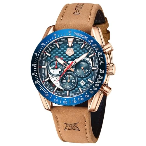 Oferta limitada: MEGALITH Reloj Hombre de Pulsera Cuero: Cronógrafo Reloj Clásico Calendario - Vestir Relojes Hombre Analógico Cuarzo Grande Azul de 23.99 EUR a 23.99 EUR (ahorro 0%)