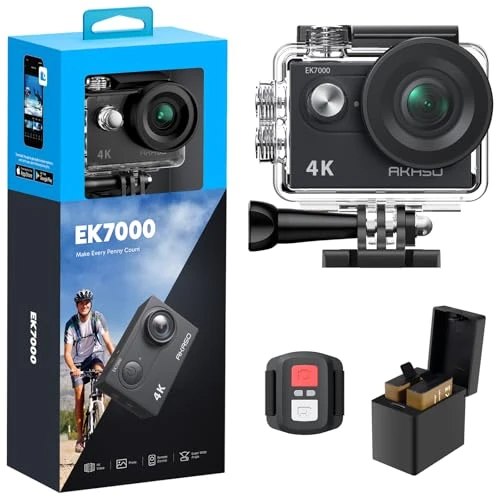 AKASO EK7000 Kamera sportowa 4K30FPS - 20MP Ultra HD kamera podwodna 170 stopni, szeroki kąt, wodoodporna kamera z zestawem akcesoriów - czarna