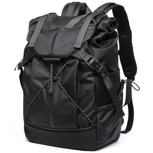 MATE ELAN Sac à Dos Roll Top Résistant à l'Eau,Sac a Dos Pc Portable,Sac à Dos Femme Homme Antivol,Sac à Dos De Voyage Résistant à l'Eau pour Camping,Randonnée,École, Travail