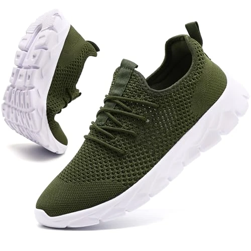 JUEQIBAA Men's shoes, trainers, running shoes, sports shoes, street running shoes, fitness shoes, jogging shoes, leisure shoes, men's gym running shoes, Green, 11 UK