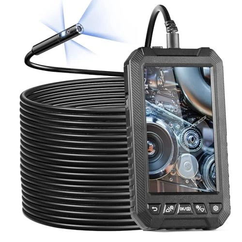Zeitlich begrenztes Angebot: VEVOR Endoskopkamera Dreifachlinsen-Endoskop mit 15 m halbstarrem Kabel 12,7 cm Bildschirm 1080P-Inspektionskamera, 8+2 LED-Leuchten IP67 wasserdichte Schlangenkamera für Auto Sanitär (32 GB Karte) von 77.90 € auf 77.90 € (0.0