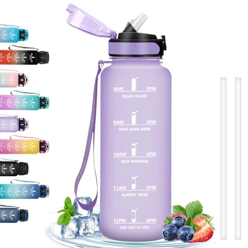 Offre limitée : Gourde 1,5L, Gourde Sport Anti-Fuite, Paille Facile à Nettoyer, Reutilisable avec Slogan de Motivation, Bouteille d'Eau pour Running, Vélo, Camping, Randonnée de 20.54 € à 7.83 € (61.88% de remise)