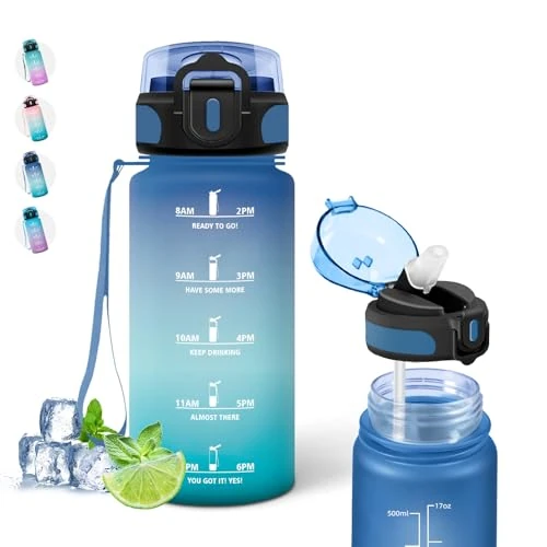 Offre limitee: Bouteille d'eau réutilisable facile à nettoyer, pour enfants, 500 ml école, voyages, camping, course - Bleu de 25.14 EUR a 25.14 EUR (economie 0%)