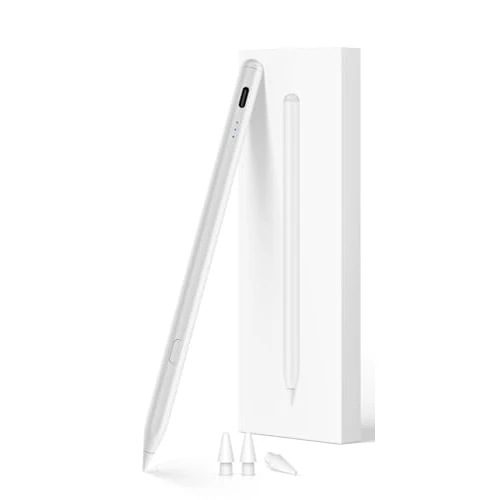 Offerta a tempo: Penna per iPad 2018-2026 con Ricarica Rapida, Anti-Palm e Rilevamento dell'Inclinazione Compatibile con iPad 11/10/9/8/7/6/A16, Mini 7/6/5, Air M4/M3/M2 11"/13"/5/4/3, Pro M5/M4 13"/12.9″/11″-Bianco - 40% da 29.99 € a 17.99 €