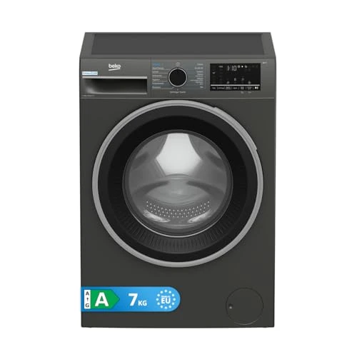 Beko - AMBSU372M Waschmaschine, 7 kg, Slim, Klasse A, 1200 Umdrehungen, Invertermotor, Touch-Display, grau, EnergySpin™-Technologie, Dampffunktion, selbstreinigende Schublade, Behälter aus recyceltem