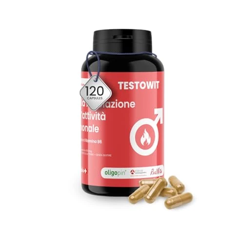 Offerta a tempo: TESTOWIT Integratore Naturale per Uomini | Supplemento per la Regolazione Ormonale con Muira Puama — 18% da 59,99 € a 48,99 €