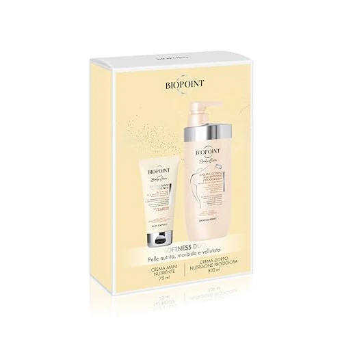 Biopoint - Set Regalo Creme Corpo Nutrizione Prodigiosa 500ml e Crema Mani Nutriente 75ml, Azione Protettiva per la Pelle Secca e Molto Secca, Pelle Nutrita, Morbida e Vellutata