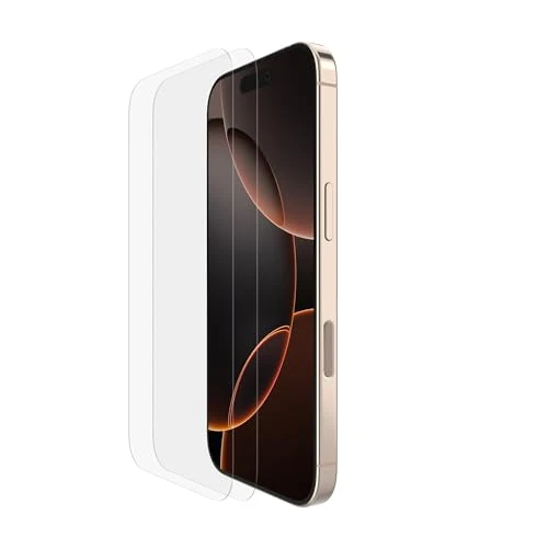 Offre limitée : Belkin ScreenForce TemperedGlass Protection d'écran pour iPhone17 + iPhone 16 Pro, Protection Antirayure, Support Easy Align Inclus, Pose Sans Bulle D'Air, Dureté 9H, Verre Recyclé, Pack De 2 de 19.99 € à 11.99 € (40% de remise)