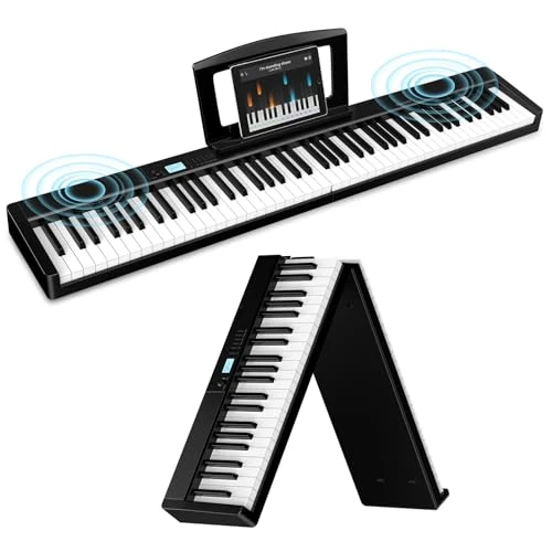 TERENCE Digital Piano, 88 keys of aggravation, 1800 mAh battery, 2 x 25 W speaker, portable foldable, Bluetooth support and Midi interface