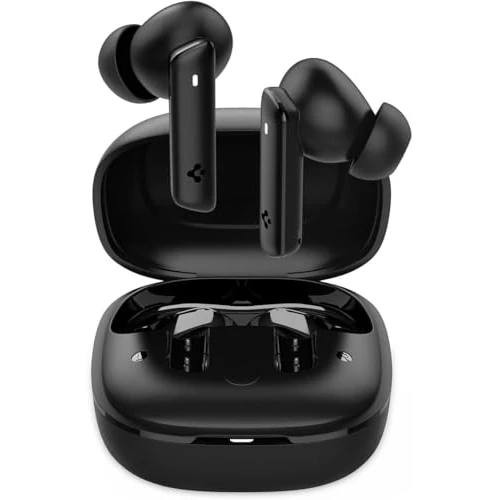 Offerta a tempo: Spigen Audio Cuffie Bluetooth SA-TW P20, Auricolari Bluetooth 5.2 Wireless con Fino a 30 ore di Autonomia, Resistenza acqua IPX5, Cuffie Gaming USB-C Wireless 3 modalità Cancellazione Rumore - Nero - 41% da 19.99 € a 11.70 €
