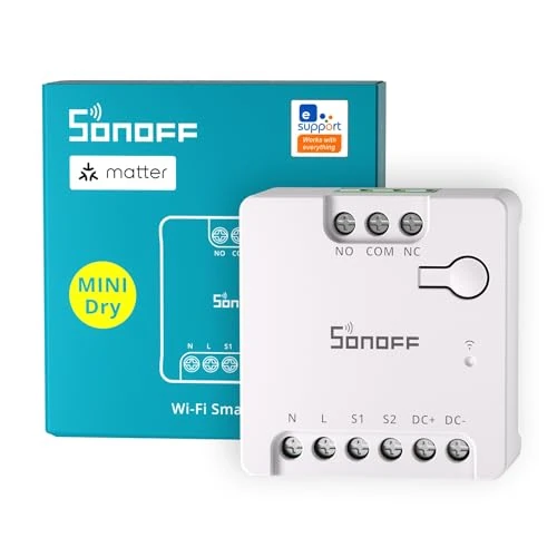 Offerta a tempo: SONOFF Contatto Pulito MINI-D Interruttore Intelligente | WiFi 2.4G | 8W | Protocollo Matter compatibile con Alexa, Google Home, Home Assistant | Per porte di garage, controllo caldaia, ecc.Senza hub - 15% da 15.27 € a 12.99 €