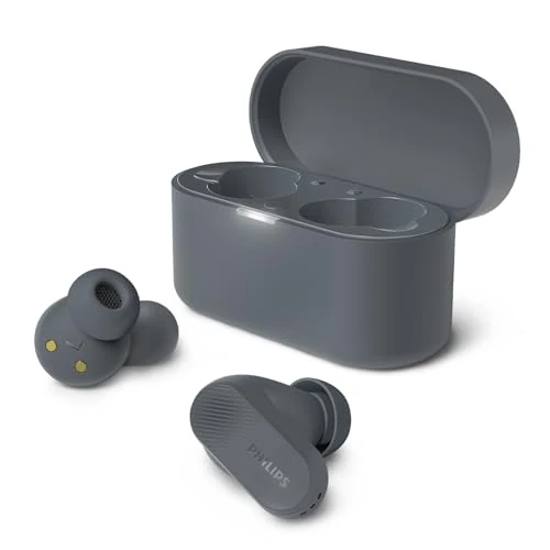 Tijdelijke aanbieding: Philips TAT3509GY Noise Cancelling True Wireless In-Ear Bluetooth Oortjes - Klein, Natuurlijk geluid, Dynamische bas, Oplaadcase, Heldere gesprekken, Ideaal voor woon-werkverkeer en sporten - Grijs van 49.99 € naar 35.58 € (29% kort