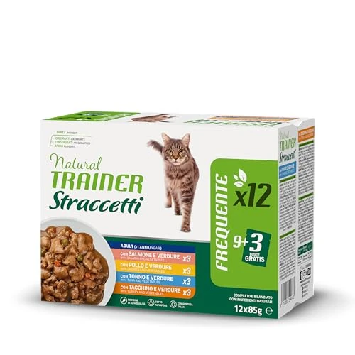 Offerta a tempo: Natural Trainer Straccetti Cibo Umido per Gatti Adulti - Bocconcini in Salsa Multipack 12 x 85g - 26% da 10.52 € a 7.83 €