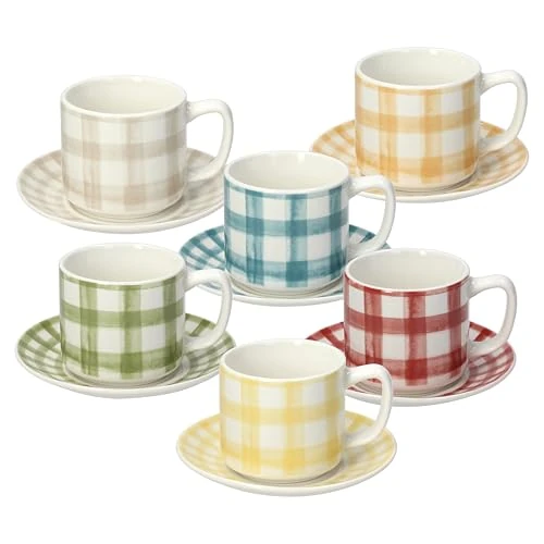 Offerta a tempo: Tognana Caledonia, confezione 6 tazze caffè con piattino, new bone china, multicolor — 45% da 23,49 € a 12,93 €