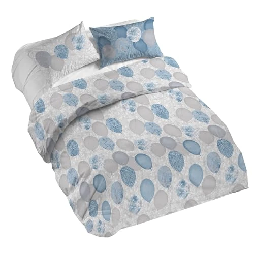 PENSIERI DELICATI Parure Copripiumino Matrimoniale 100% Cotone, Completo di Sacco 250x200cm e 2 Federe 52x82cm, Made in Italy, Copripiumino Lavabile In Lavatrice A 40°, Fantasia Palloncini Azzurro
