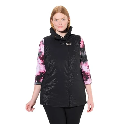 Offerta a tempo: Ulla Popken Gilet con chiusura decorata, collo alto e fodera completa nero 50+ 834756100-50+ - 0.00% da 71.35 € a 71.35 €