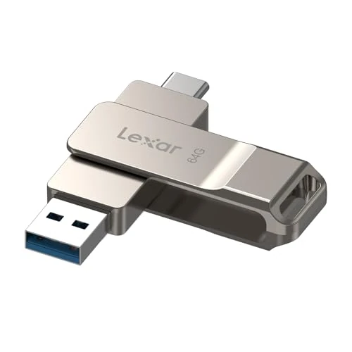 Limited offer: Lexar D40E 64GB Dual USB 3.2 Gen 1 Type-C Jump Drive, USB-C Flash Metal Housing Swivel Design Thumb Drive,Champagne Silver from 14.99 EUR to 14.99 EUR (save 0%)
