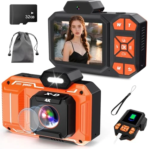 4K digitale camera, HD 48MP 18X Zoom Anti Shake Auto Focus Kid Camera met 32G-kaart, Point and Shoot Camera Draagbare Videocamera voor kinderen, tieners, beginners