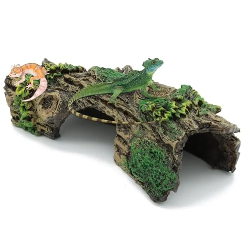 HORREX Aquarium Root Real Wood Aquarium Decorations Decorative Cave 14 x 6 x 5.5 cm Resin Cave Decoration Shrimp Trunk Simulation Tree Trunk Ideal for Small Shrimp Fish Aquatic Animals for Breeding