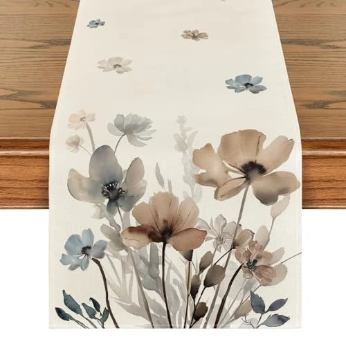 Artoid Mode Tafelloper Wilde Inkttekening Bloemen Bladeren Lente Tafelloper Herfst Keuken Eettafel Decoratie Indoor Vakantie Party Decor 40 x 240 cm