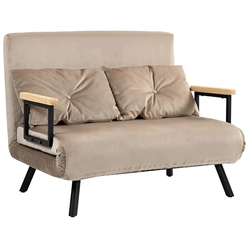Offerta a tempo: HOMCOM 4 in 1 Divano Letto 2 Posti Schienale Regolabile 5 Livelli Marrone - 6% da 219.95 € a 205.71 €