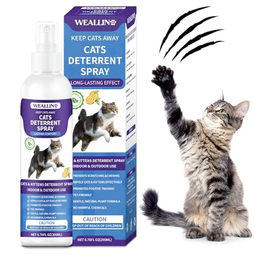 Offerta a tempo: WEALLIN Spray Repellente per Gatti, 200ml Repellente Gatti e Spray AntiGraffio per Gatti Divano, Uso Interno ed Esterno, Protezione del Divano e Mobili, Ideale per Casa e Giardino - 33% da 18.99 € a 12.69 €