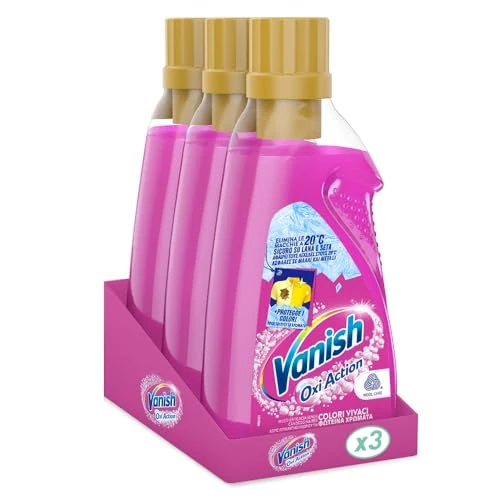 Offerta a tempo: Vanish Oxi Action Multipower Gel Rosa, Additivo Lavatrice Multiazione senza Candeggina, Smacchiatore per Capi Colorati, 3 Confezione da 750 ml di Smacchiatore per Bucato - 70% da 16.77 € a 4.99 €