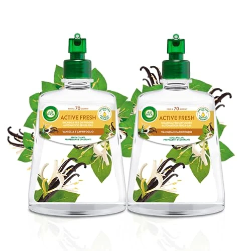 Offerta a tempo: Airwick Active Fresh Deodorante per Ambienti, Ricarica per Diffusore Spray Automatico senza Gas alla fragranza Vaniglia e Caprifoglio, 228 ml (Confezione da 2) - 5% da 10.62 € a 10.09 €
