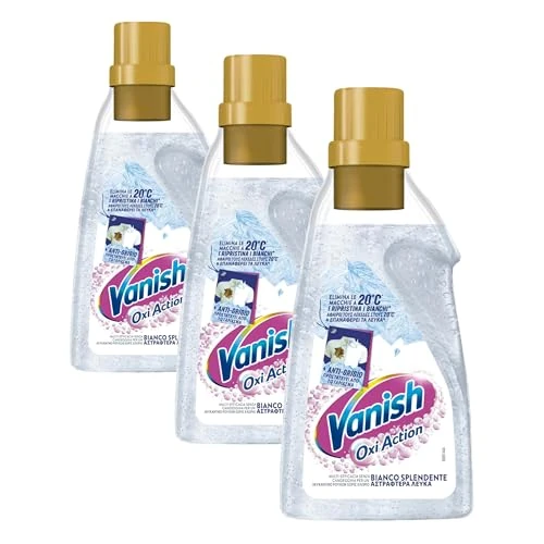 Offerta a tempo: Vanish Oxi Action Multipower Gel Bianco Splendente, Additivo Lavatrice Multiazione senza Candeggina, 3 Confezioni da 750ml Smacchiatore per Capi Bianchi - 14% da 10.47 € a 8.97 €