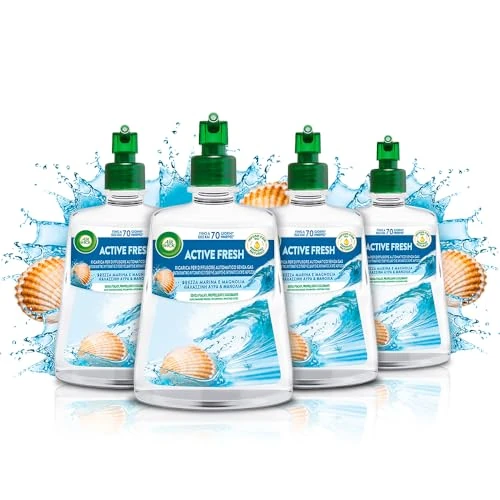 Offerta a tempo: Airwick Active Fresh Deodorante per Ambienti, Ricarica per Diffusore Spray Automatico senza Gas alla fragranza Brezza Marina e Magnolia, 228 ml (Confezione da 4) - 10% da 21.56 € a 19.49 €