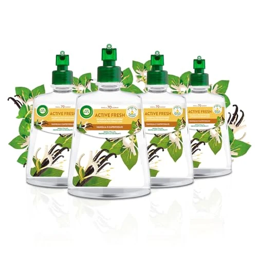 Offerta a tempo: Airwick Active Fresh Deodorante per Ambienti, Ricarica per Diffusore Spray Automatico senza Gas alla fragranza Vaniglia e Caprifoglio, 228 ml (Confezione da 4) - 29% da 27.96 € a 19.99 €