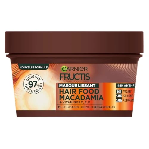 Offerta a tempo: Garnier - Fructis Hair Food - Maschera lisciante alla Macadamia - Formula vegana al 97% di origine naturale - per capelli secchi - 320 ml - 22% da 10.23 € a 8.01 €