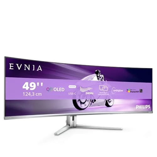 Offerta a tempo: Philips Monitor 49M2C8900AM 48.9" Curvo 5120x1440, DQHD, 240Hz, QD-OLED Panel, 0.03ms GtG, USB-C Speakers(HDMI2x 2.1 DP 1x 1,4) Adaptive Sync, HDR400 TrueBlack, FreeSync Prem. Pro, G-Sync Comp, Grigio - 5% da 949.00 € a 899.00 €