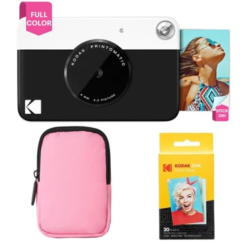 Oferta limitowana: KODAK Printomatic Pełnokolorowy zestaw startowy aparatu do natychmiastowego drukowania + miękkie etui + papier fotograficzny z cynkiem, 20 szt., kolorowe zdjęcia na papierze samoprzylepnym 5 x 7,6 cm, z 407.91 zł na 407.91 zł (oszczędź 